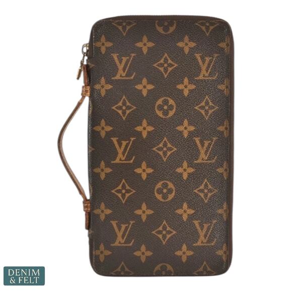 Louis Vuitton Brown Monogram Poche Escapade Wallet Zippered Travel Clutch RARE - Picture 1 of 15
